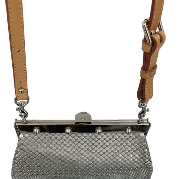 Vintage Whiting & Davis Crossbody Bag Metal Mesh Frame Clasp Silver Metallic - Picture 11 of 13